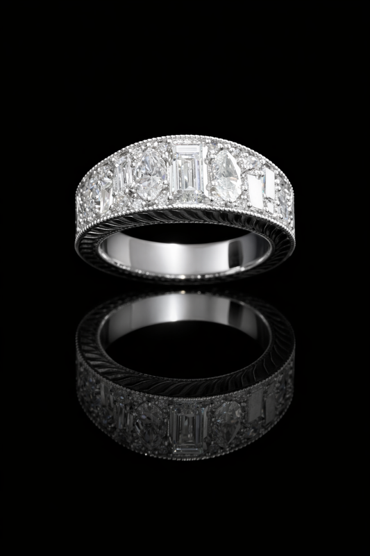 Pavé accents Half Eternity Diamond Band in White Gold | 2.68 CTW
