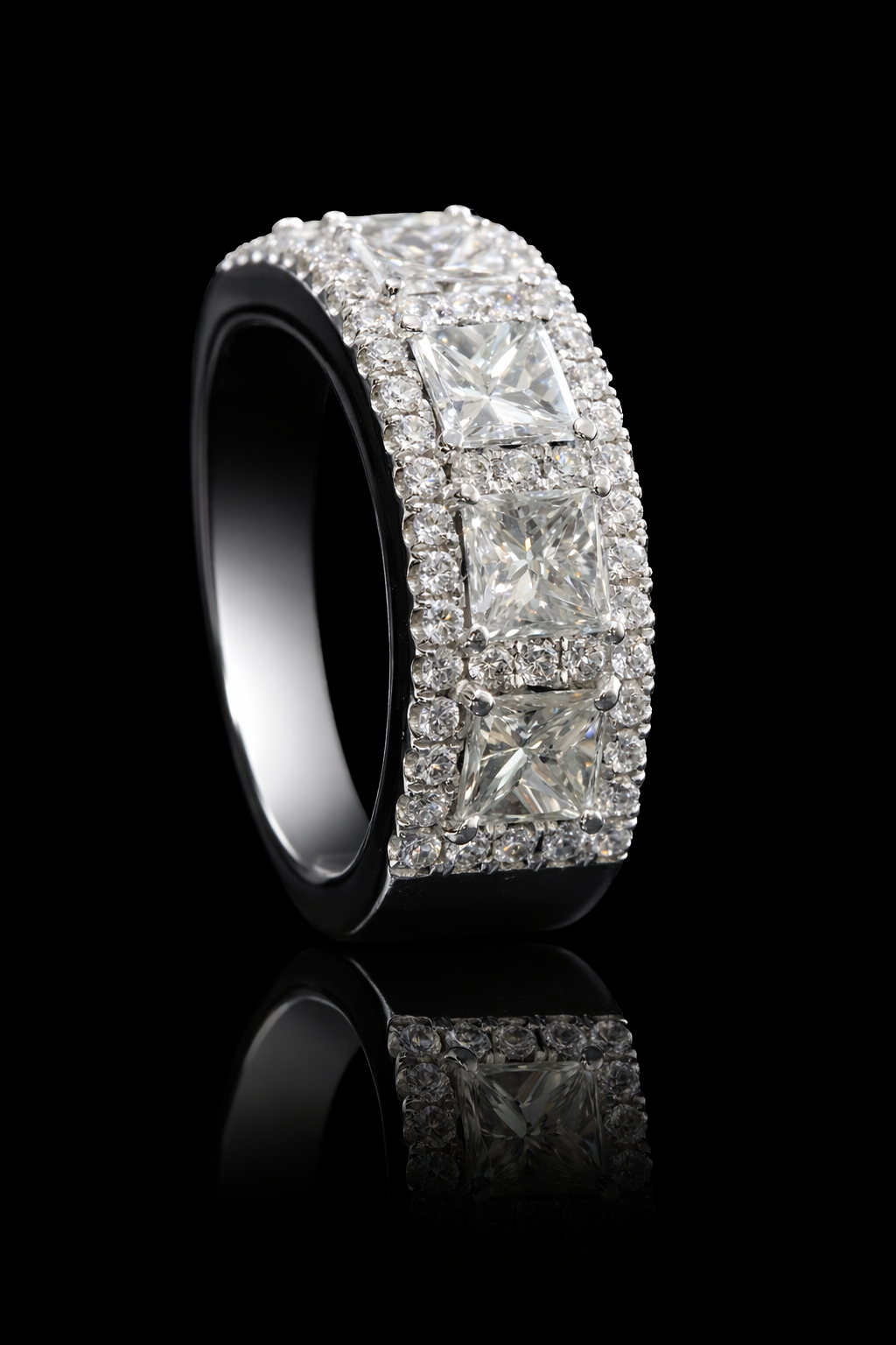 Princess Cut Diamond Half Eternity Band in 14K White Gold | 2.60 CTW