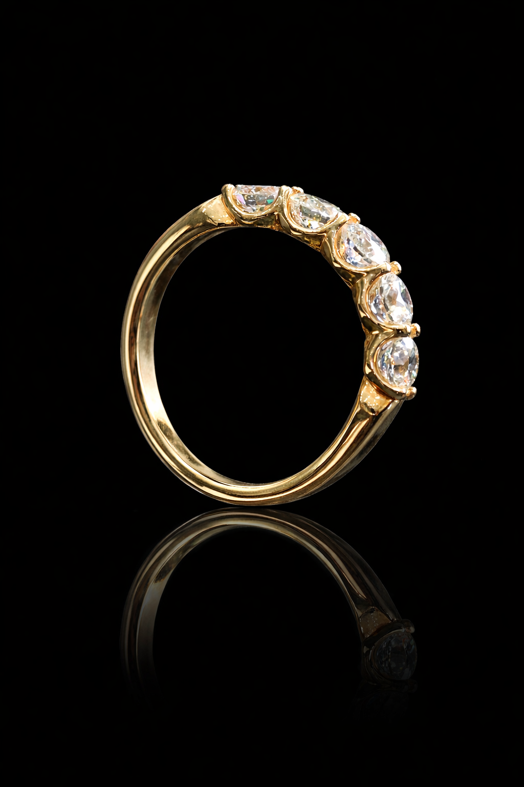 Diamond 5 Stones Half Eternity Band in 14K Yellow Gold | 1.50 CTW
