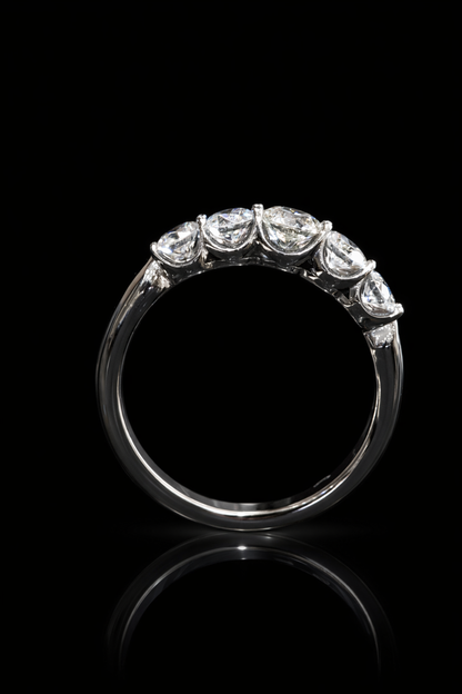 Diamond Half Eternity Band 5 Stones in 14k White Gold | 1.01 CTW