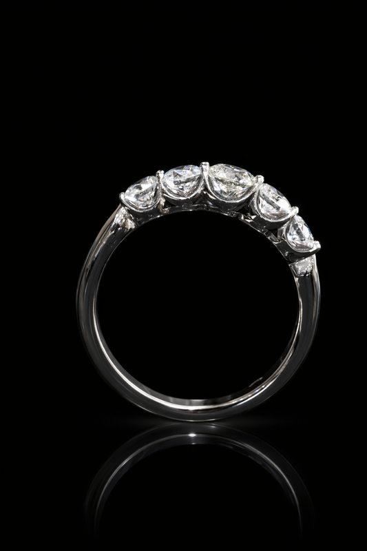 Diamond Half Eternity Band 5 Stones in 14k White Gold | 1.01 CTW