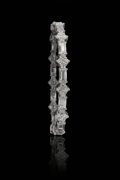 Baguette & Round Diamond Eternity Band in 14K White Gold | 0.82 CT