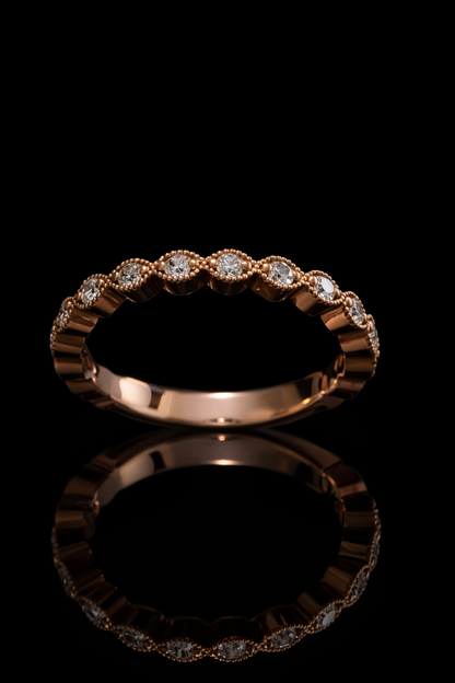 Vintage Bezel-Style Diamond Eternity Band in 14K Y/W/R Gold| 0.38 CT