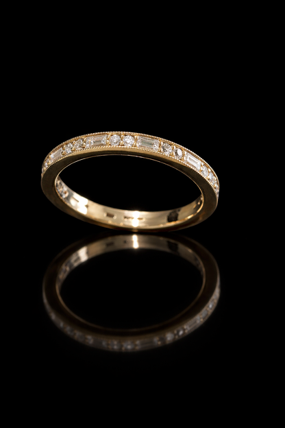 Alternating Round & Baguette Diamond Eternity Band in 14K Rose Gold | 0.70ctw GH/SI