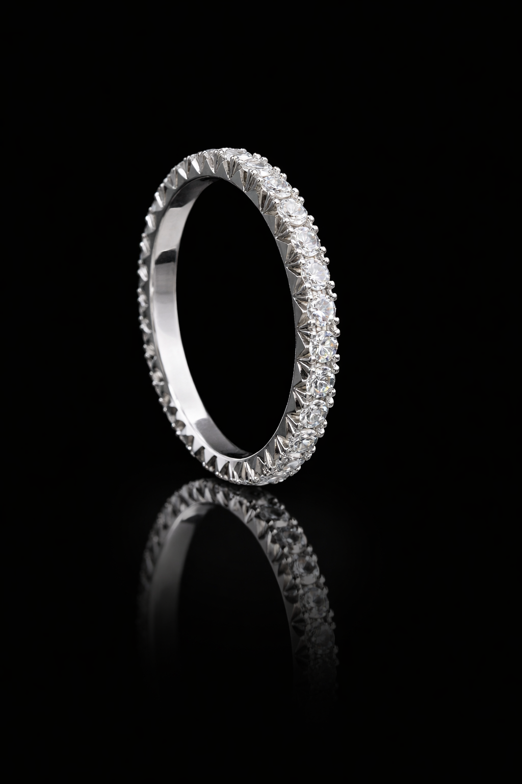 Round Pavé Diamond Eternity Band in 14K White Gold | 1.00ctw GH/SI