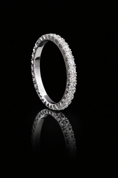 Round Pavé Diamond Eternity Band in 14K White Gold | 1.00ctw GH/SI