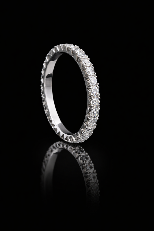 Round Pavé Diamond Eternity Band in 14K White Gold | 1.00ctw GH/SI
