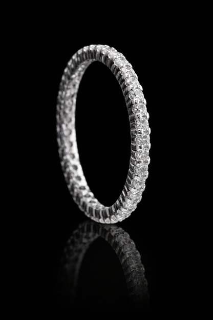 Round Pavé Diamond Eternity Band in 14K White Gold | 0.50 CT