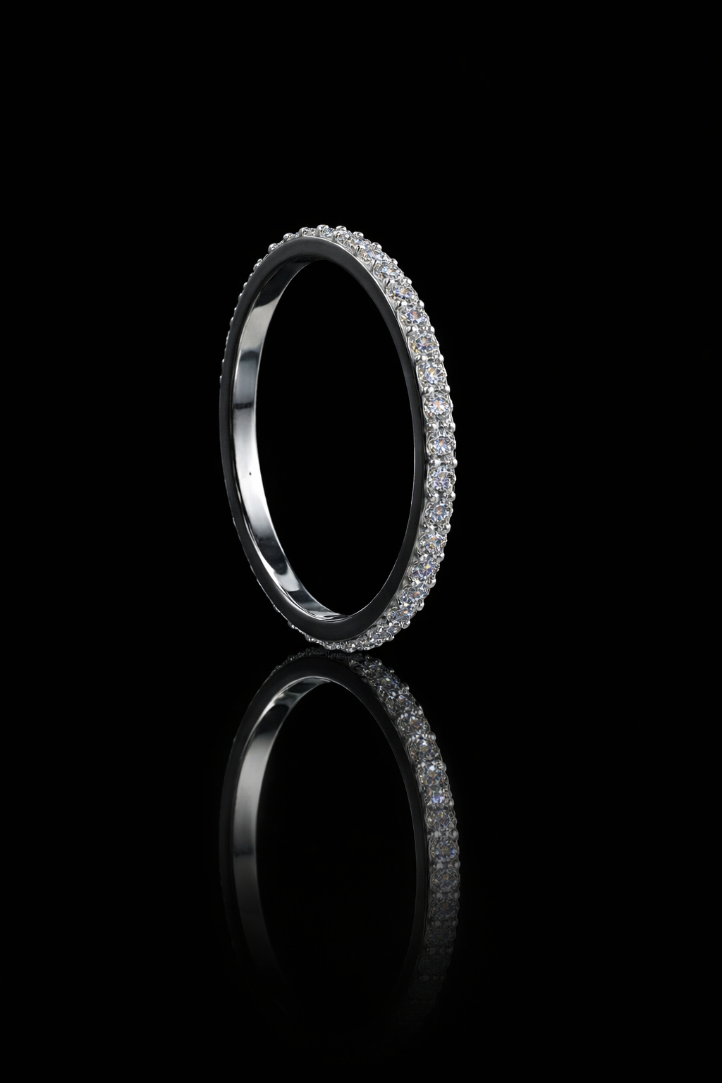 Round Pavé Diamond Eternity Band in 14K White Gold | 0.58ctw GH/SI