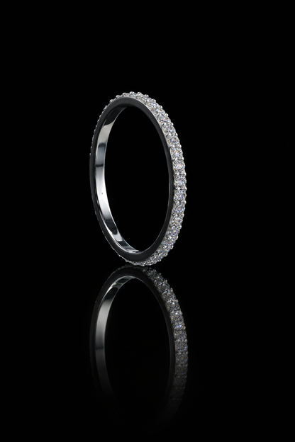 Round Pavé Diamond Eternity Band in 14K White Gold | 0.58ctw GH/SI