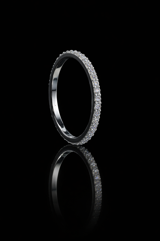 Round Pavé Diamond Eternity Band in 14K White Gold | 0.58ctw GH/SI