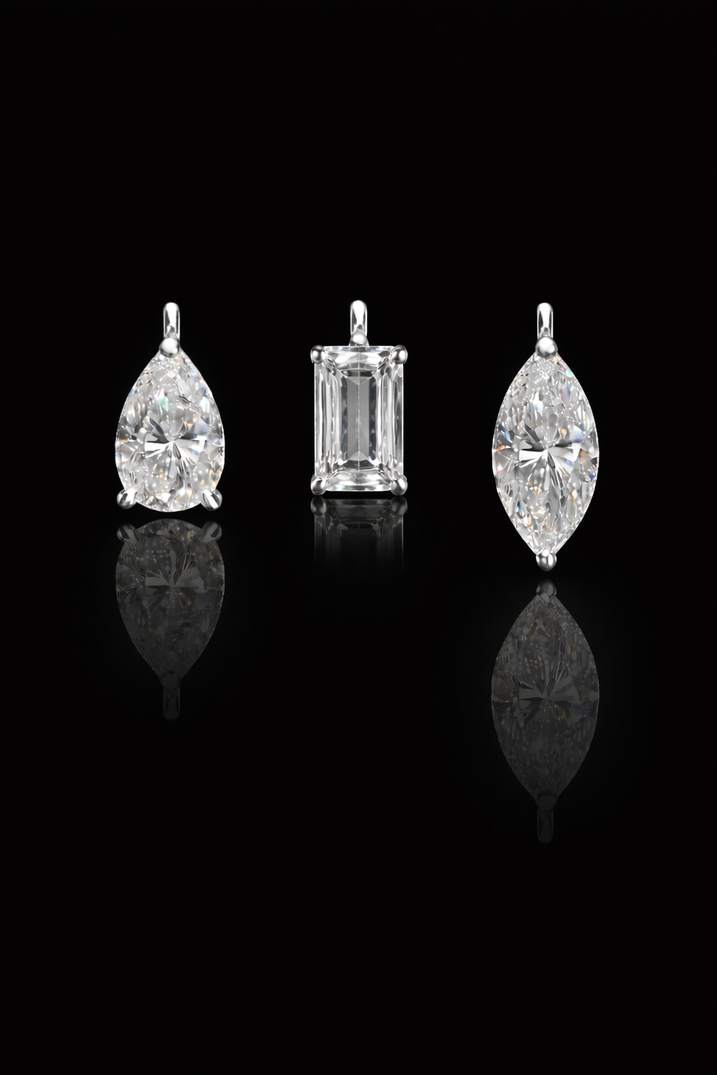 Natural Diamond Station Drop Necklace in White Gold | Mixed Cut Bezel Design
