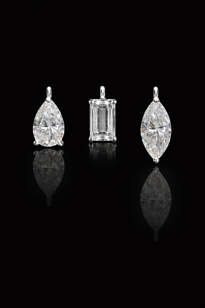 Natural Diamond Station Drop Necklace in White Gold | Mixed Cut Bezel Design