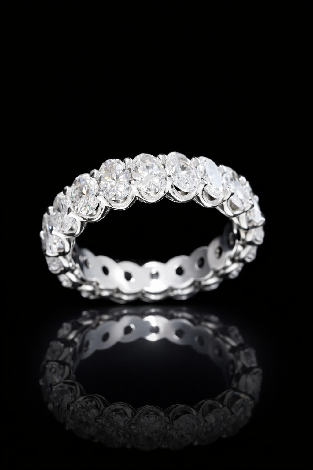 Oval-Cut Lab-Grown Diamond Eternity Band in White Gold | Prong-Set Design