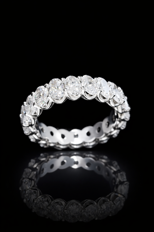 Oval-Cut Lab-Grown Diamond Eternity Band in White Gold | Prong-Set Design
