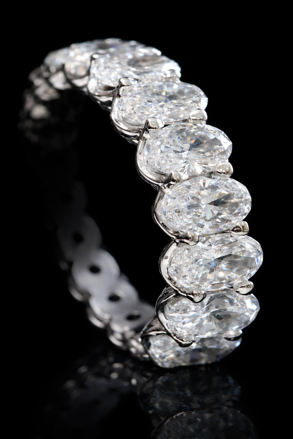 Oval-Cut Lab-Grown Diamond Eternity Band in White Gold | Prong-Set Design