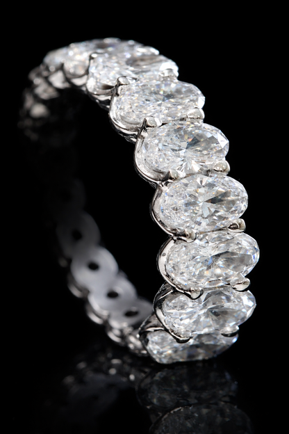 Oval-Cut Lab-Grown Diamond Eternity Band in White Gold | Prong-Set Design