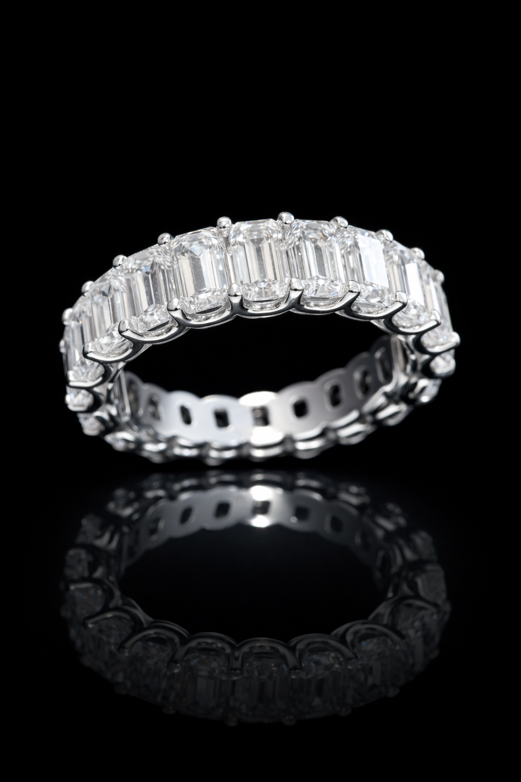 Emerald-Cut Lab-Grown Diamond Eternity Wedding Band in White Gold | Prong-Set Design