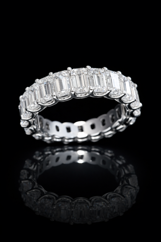 Emerald-Cut Lab-Grown Diamond Eternity Wedding Band in White Gold | Prong-Set Design