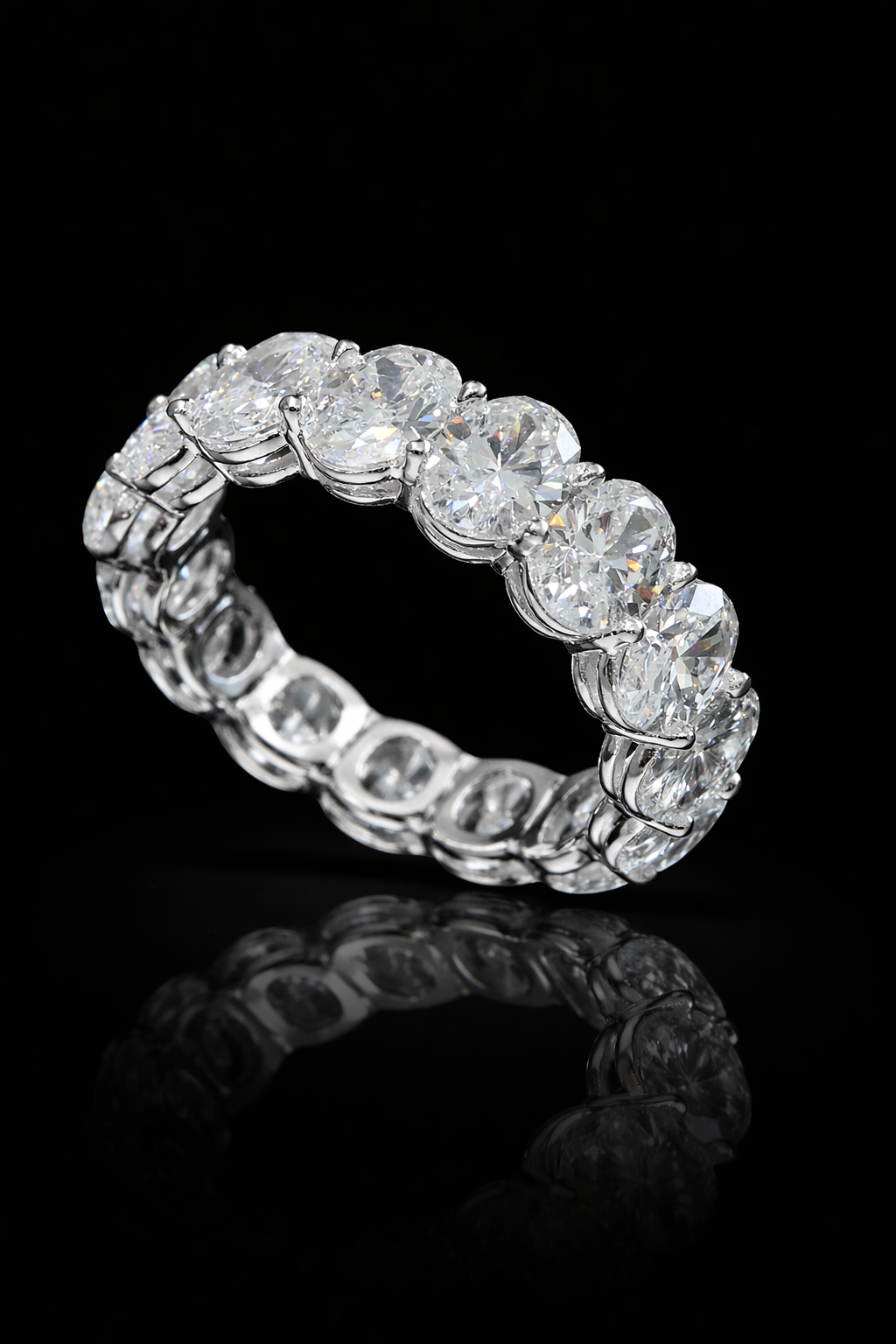 Oval-Cut Lab-Grown Diamond Eternity Wedding Band in White Gold | Prong-Set Design
