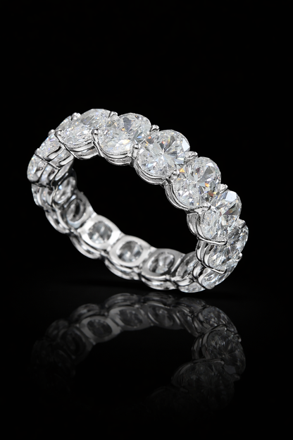 Oval-Cut Lab-Grown Diamond Eternity Wedding Band in White Gold | Prong-Set Design