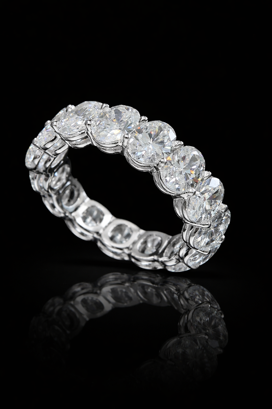 Oval-Cut Lab-Grown Diamond Eternity Wedding Band in White Gold | Prong-Set Design