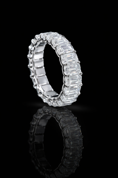 Emerald-Cut Lab-Grown Diamond Eternity Wedding Band in White Gold | Prong-Set Design