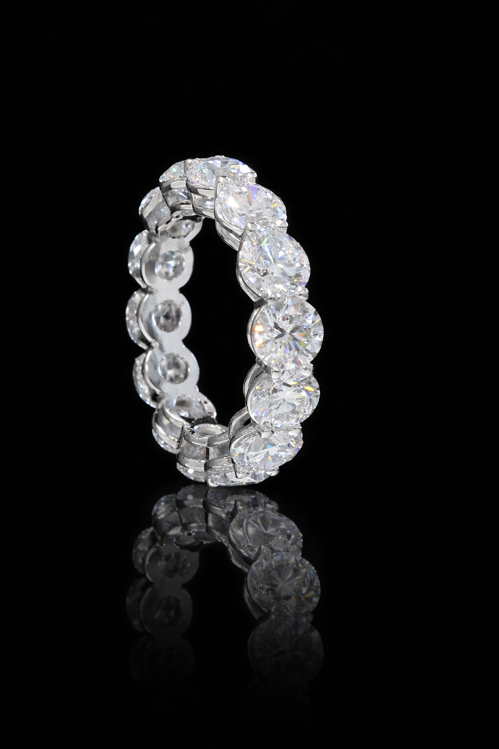 Round-Cut Lab-Grown Diamond Eternity Wedding Band in White Gold | Prong-Set Design