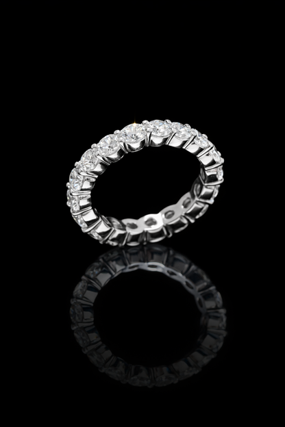 Round Brilliant Natural Diamond Eternity Wedding Band in White Gold | Prong-Set Design
