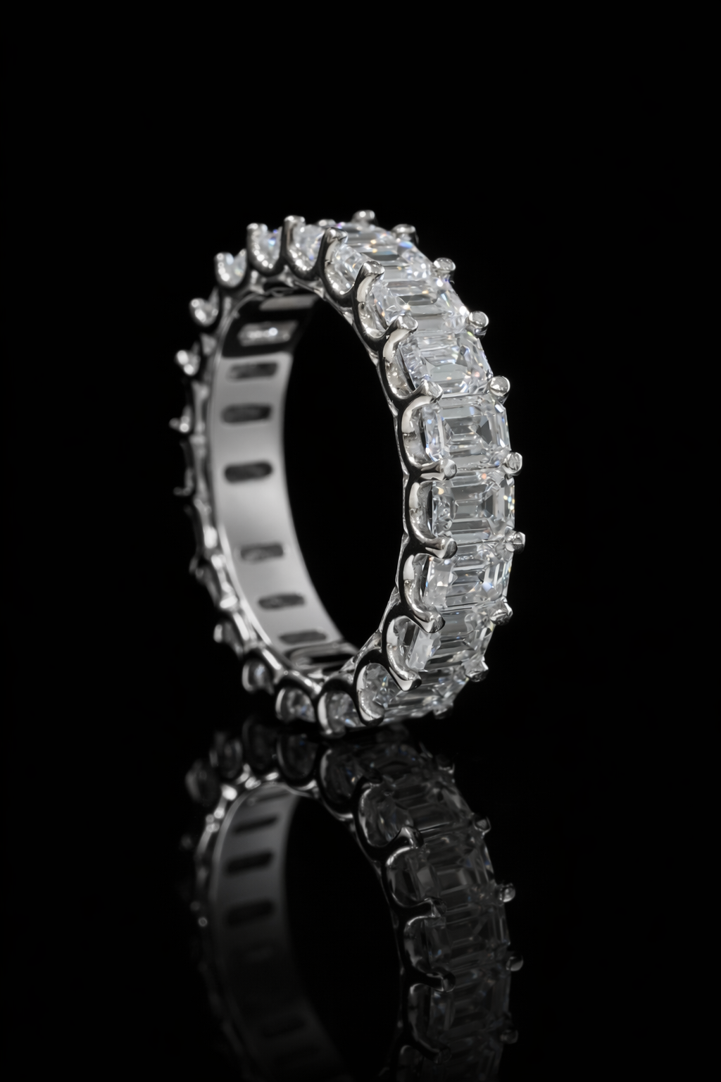 Emerald-Cut Lab-Grown Diamond Eternity Wedding Band in White Gold | Prong-Set Design