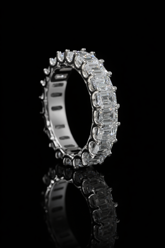 Emerald-Cut Lab-Grown Diamond Eternity Wedding Band in White Gold | Prong-Set Design