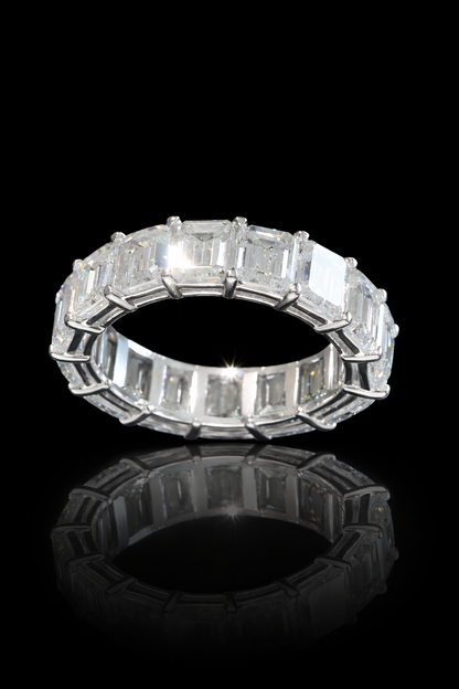 Emerald-Cut Lab-Grown Diamond Eternity Wedding Band in White Gold | Prong-Set Design