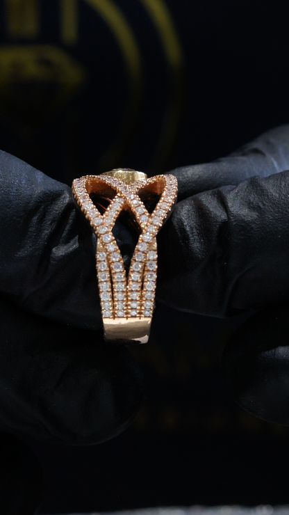 Natural Fancy Yellow Diamond Infinity Ring with Pavé Accents in Rose Gold | Elegant Modern Design