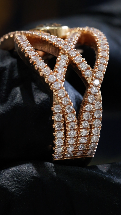 Natural Fancy Yellow Diamond Infinity Ring with Pavé Accents in Rose Gold | Elegant Modern Design