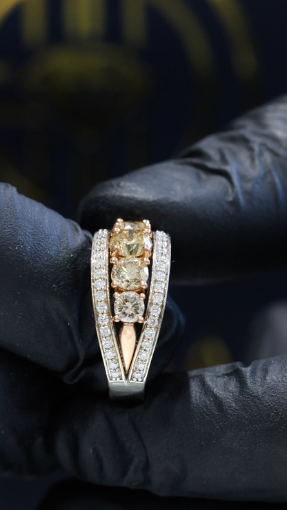 Natural Brown Diamond Multi-Stone Band Ring in Two-Tone Gold | Bold Luxe Design