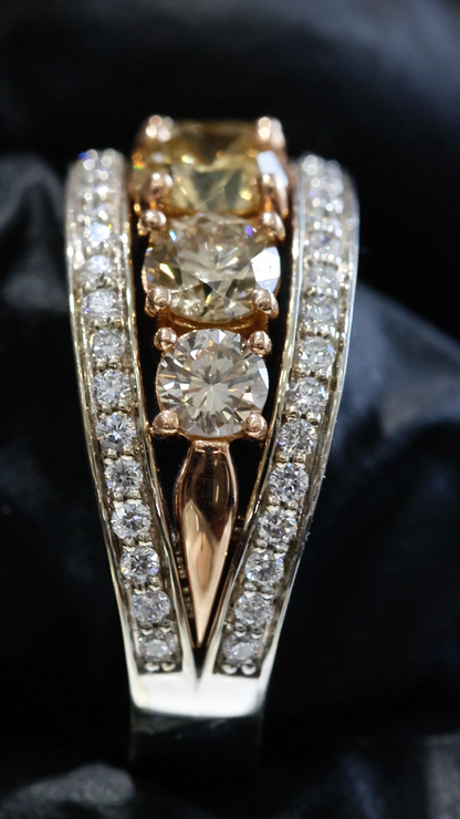 Natural Brown Diamond Multi-Stone Band Ring in Two-Tone Gold | Bold Luxe Design