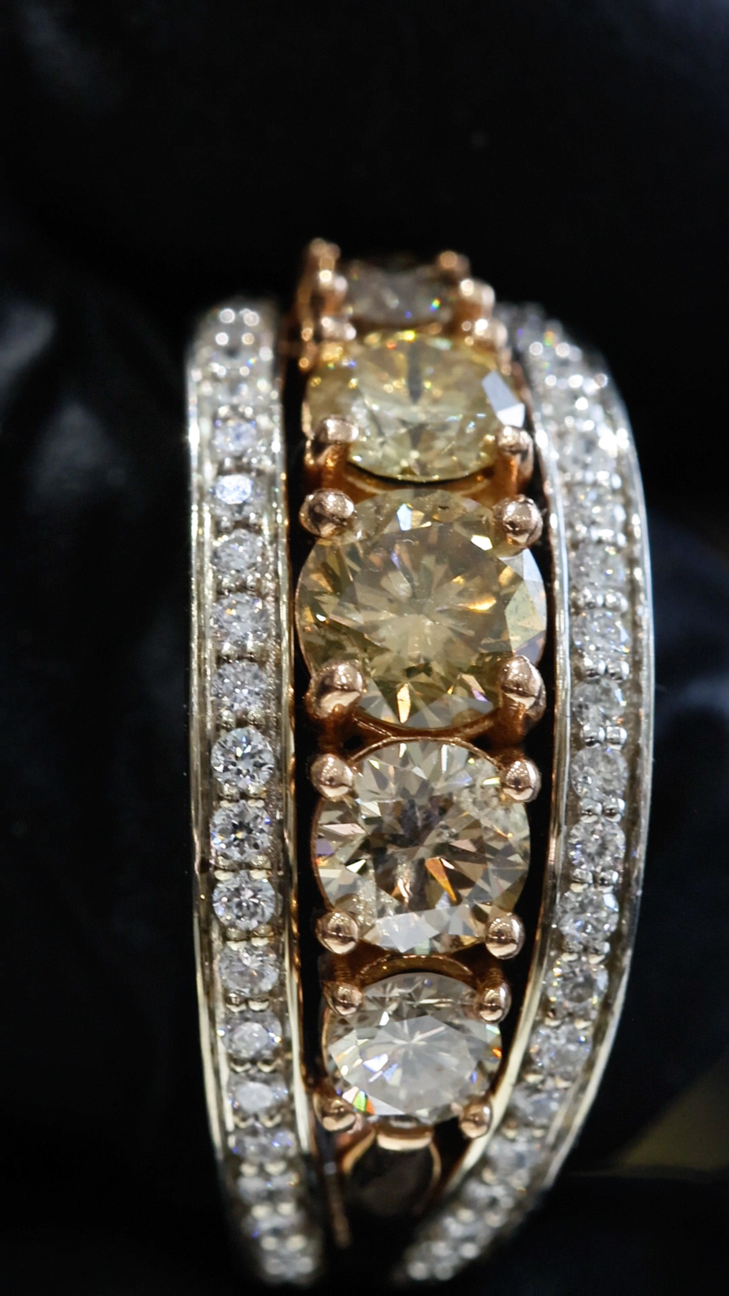 Natural Brown Diamond Multi-Stone Band Ring in Two-Tone Gold | Bold Luxe Design