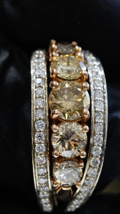 Natural Brown Diamond Multi-Stone Band Ring in Two-Tone Gold | Bold Luxe Design