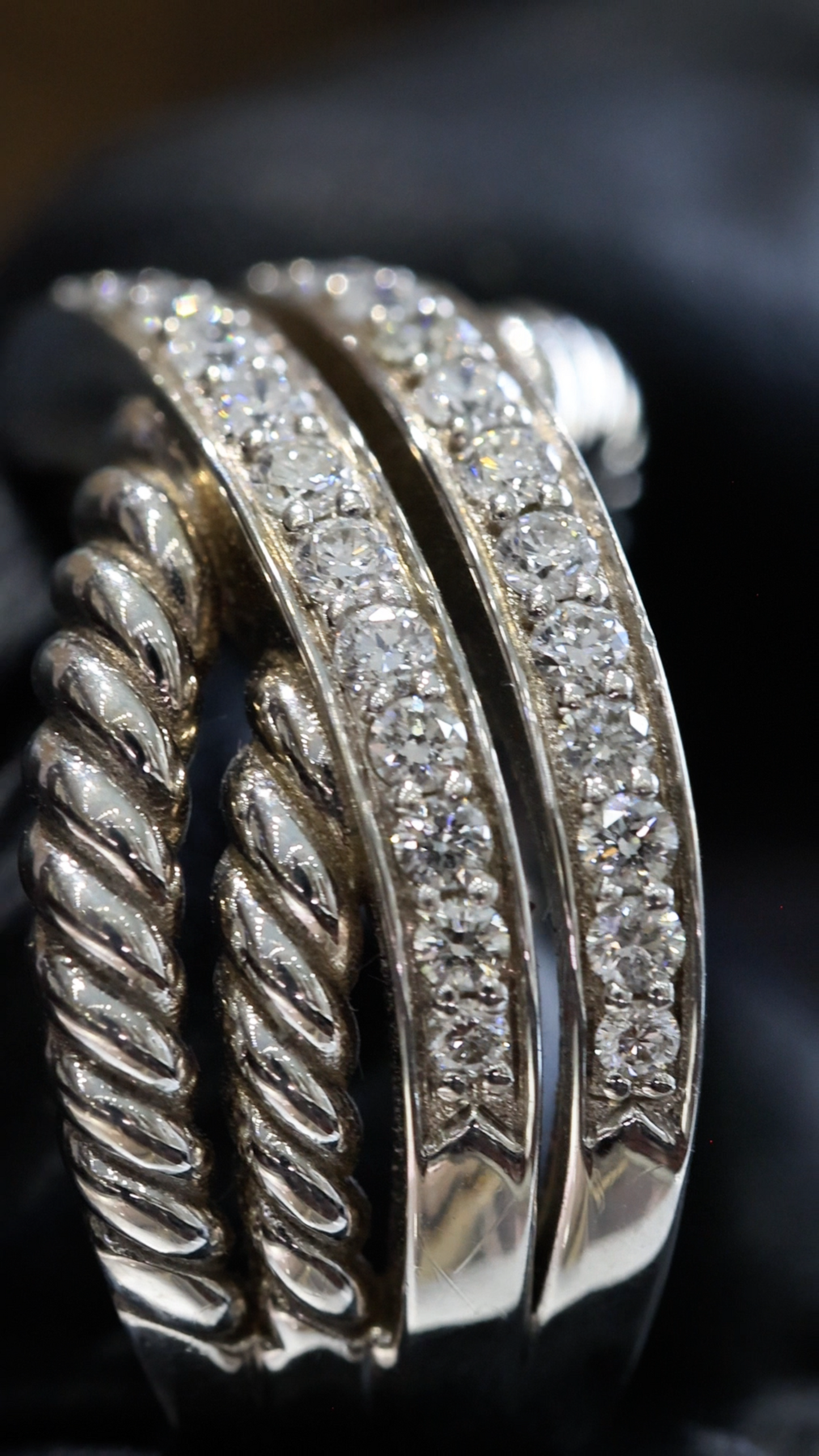 Natural Diamond Double Pavé Rope Band Ring in White Gold | Classic Statement Design