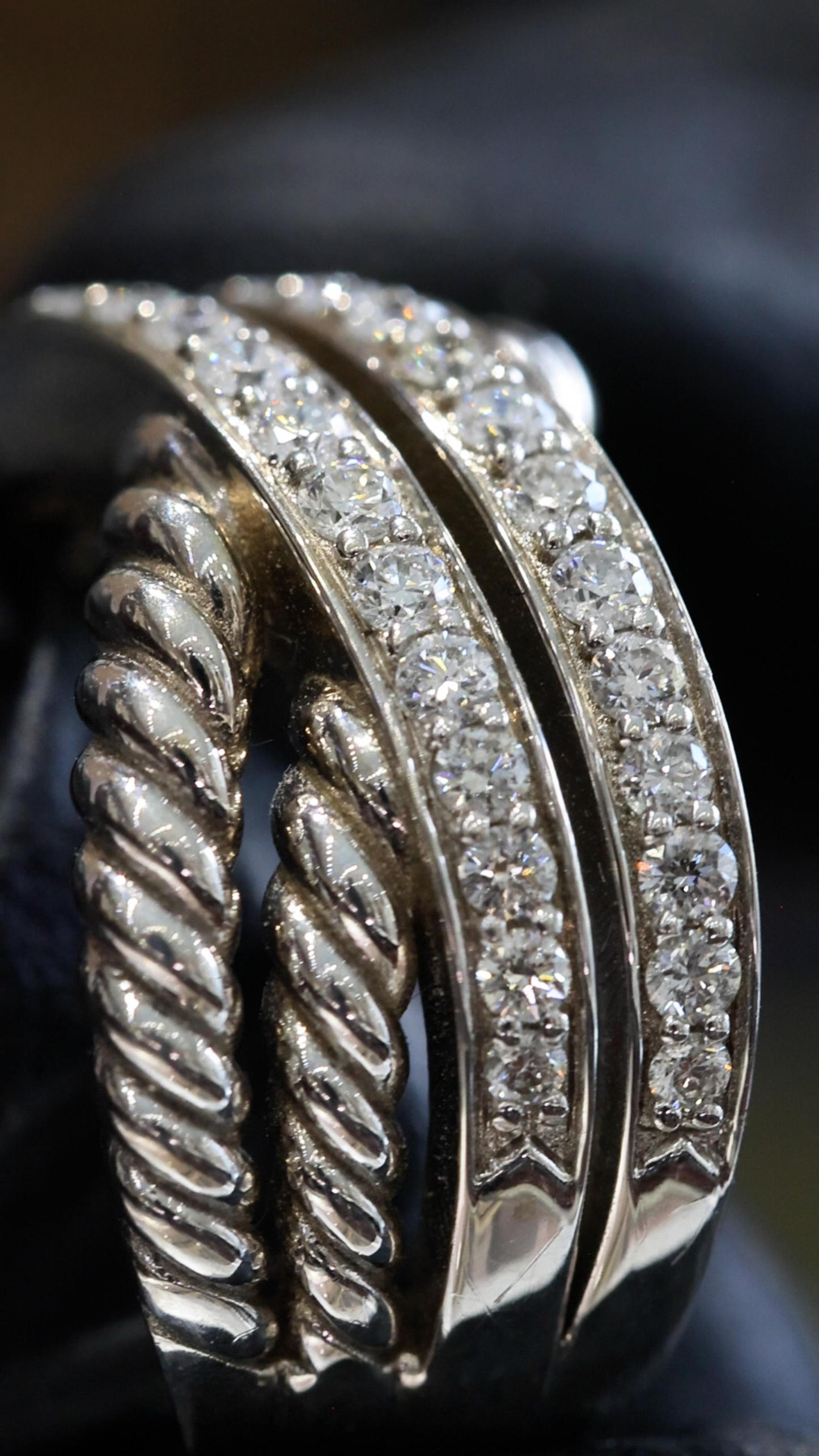Natural Diamond Double Pavé Rope Band Ring in White Gold | Classic Statement Design