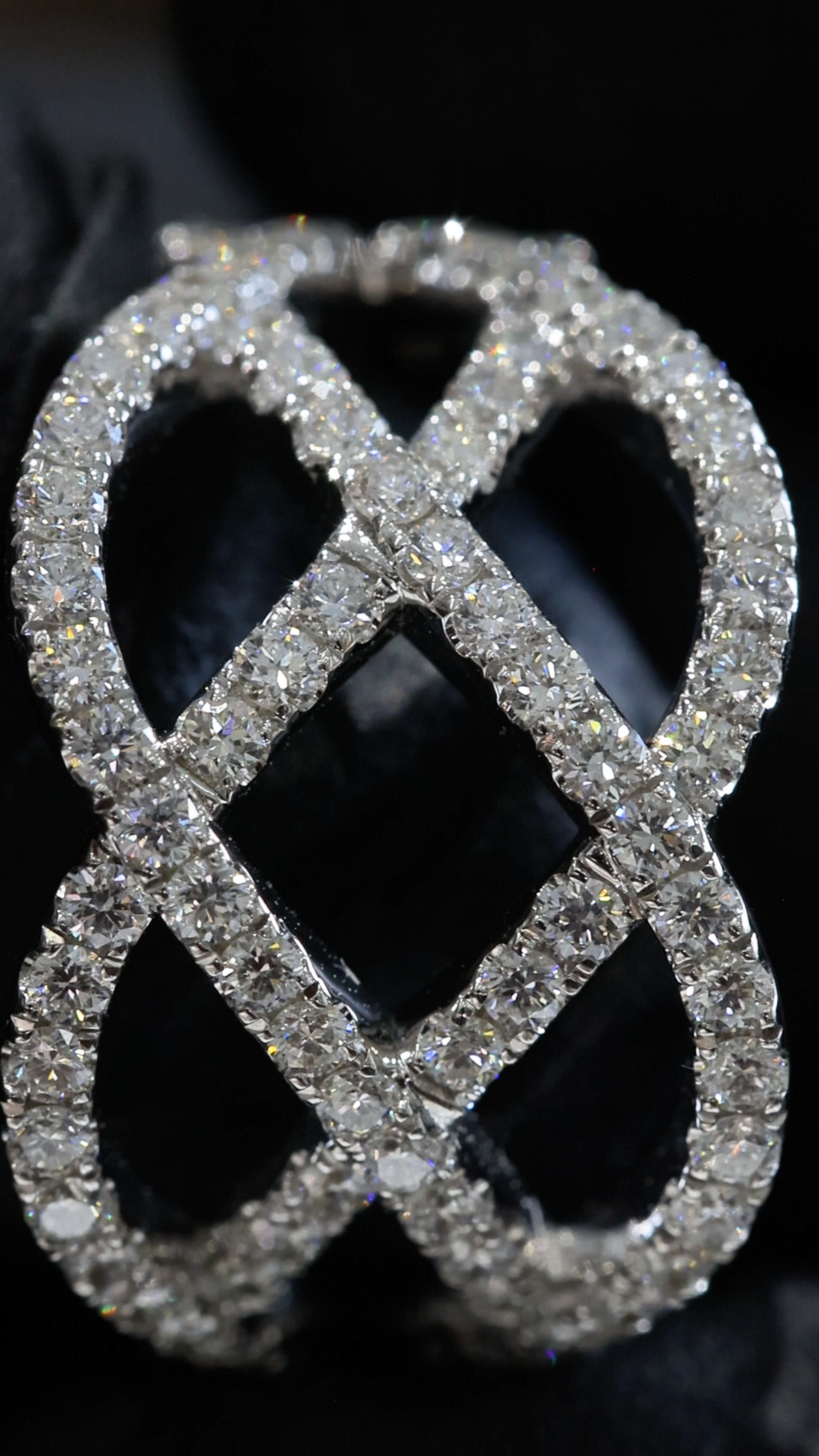 Natural Diamond Crisscross Pavé Statement Ring in White Gold | Interwoven Infinity Design
