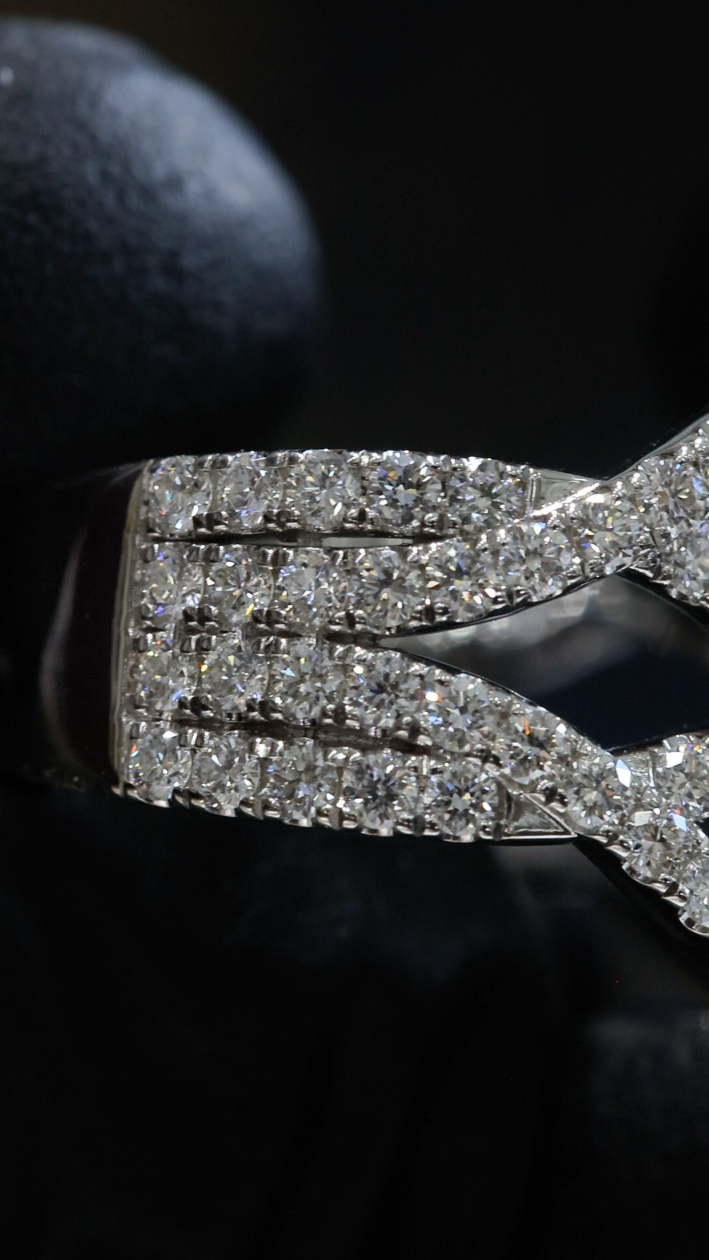 Natural Diamond Crisscross Pavé Statement Ring in White Gold | Interwoven Infinity Design