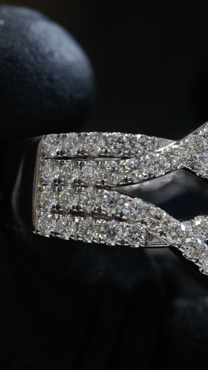 Natural Diamond Crisscross Pavé Statement Ring in White Gold | Interwoven Infinity Design