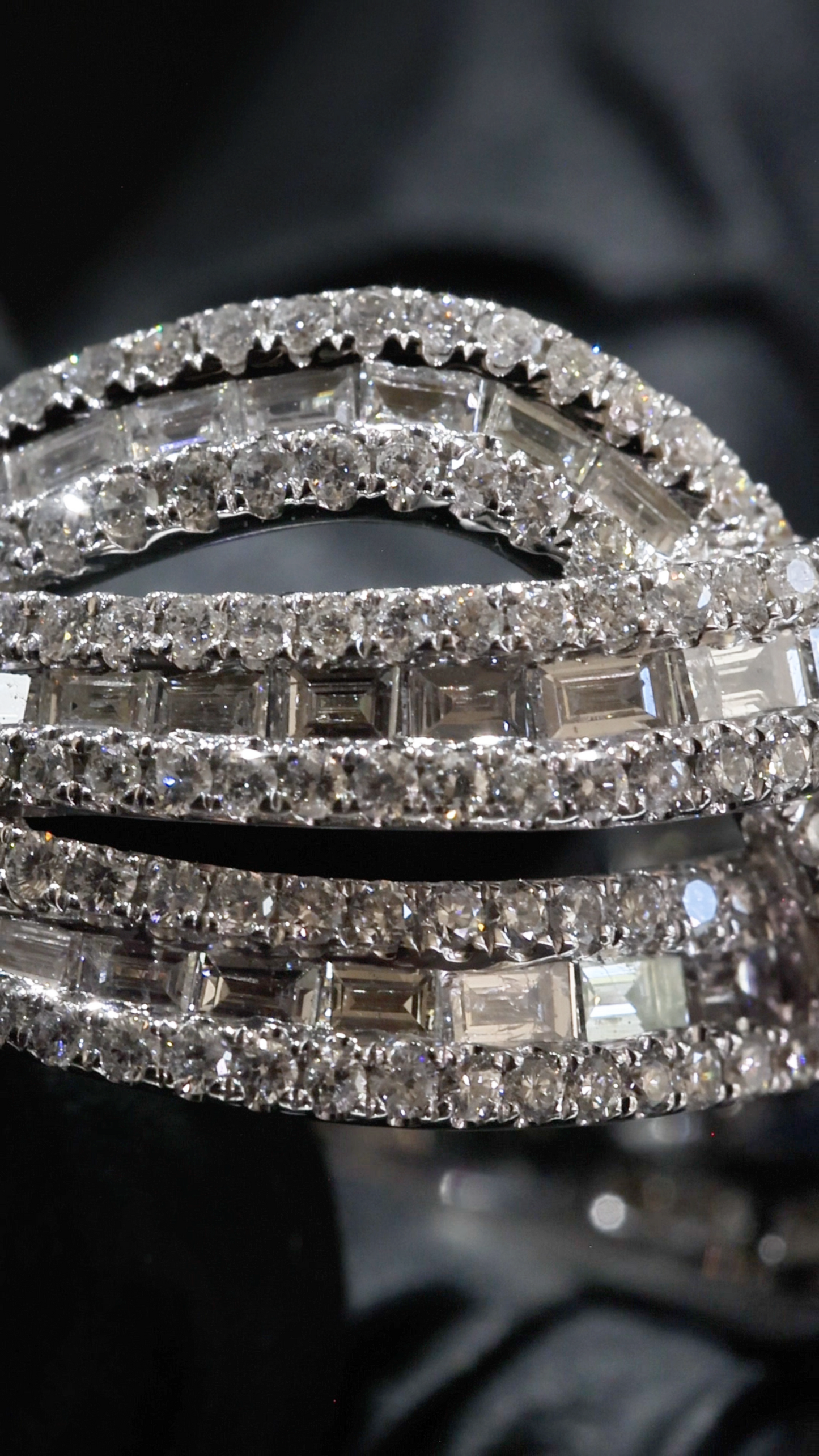Natural Diamond Multi-Row Pavé Crossover Ring in White Gold | Modern Statement Design