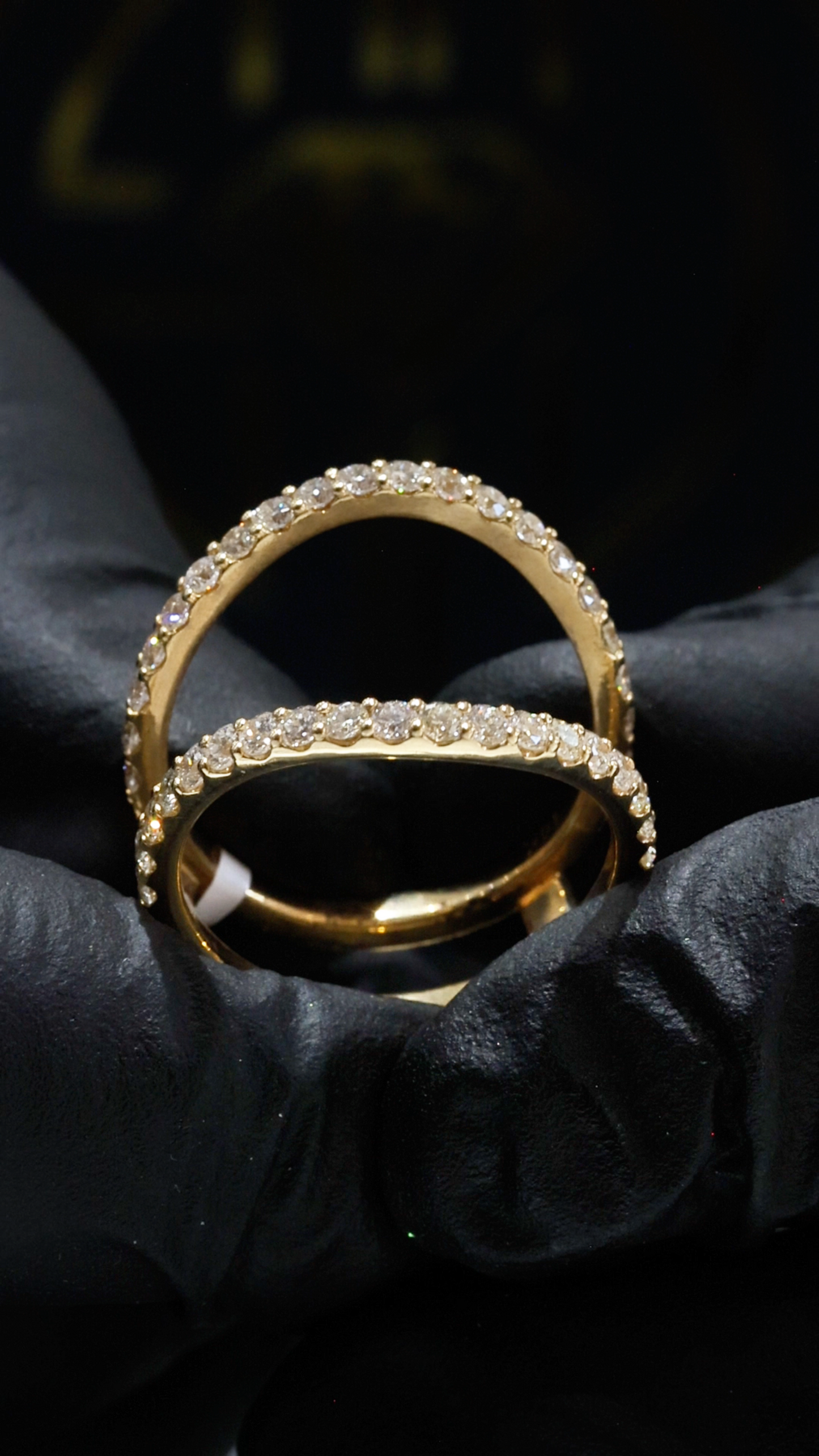 Natural Diamond Open Bypass Double Row Pavé Ring in Yellow Gold | .9CT GH.SI
