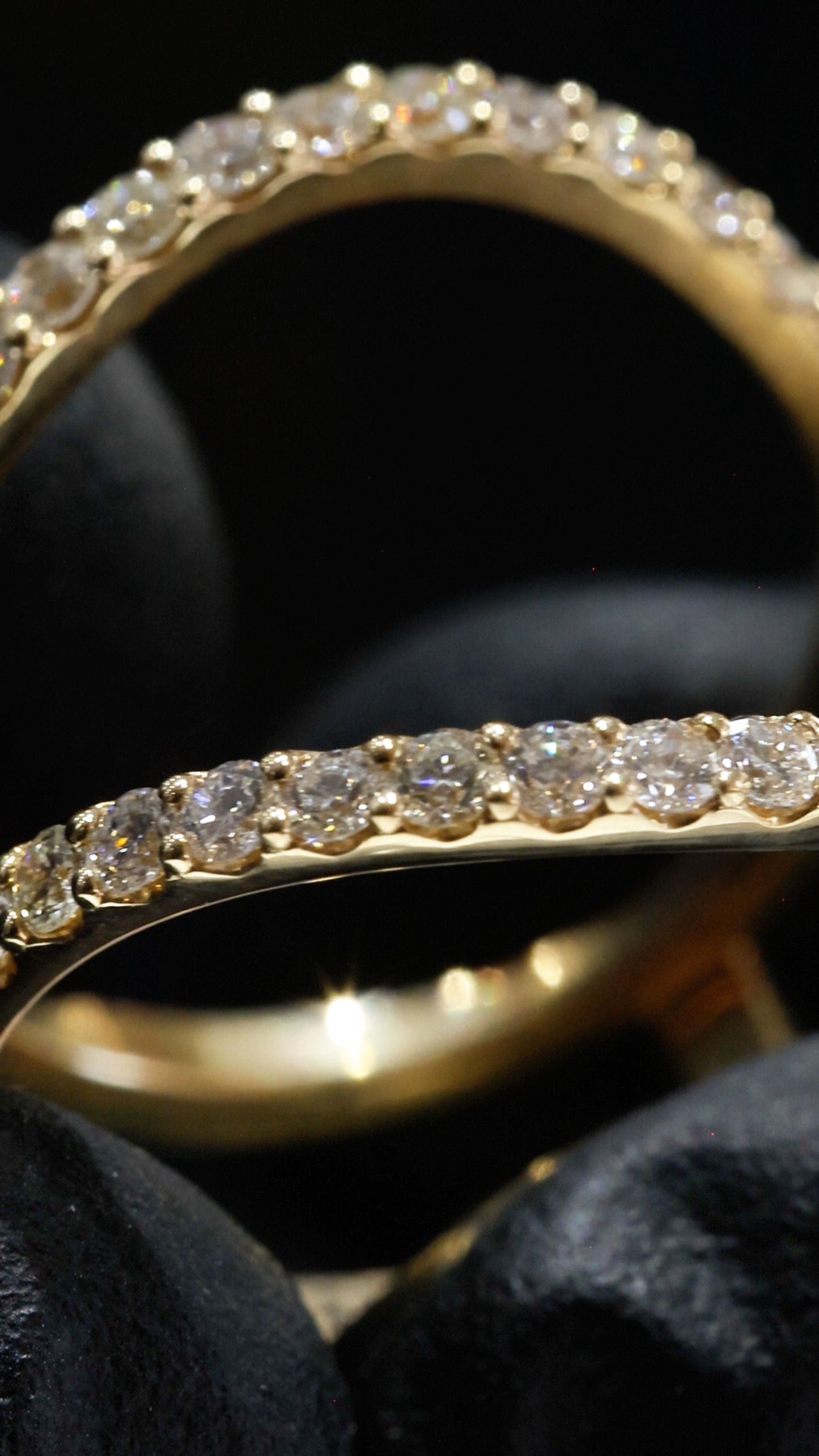 Natural Diamond Open Bypass Double Row Pavé Ring in Yellow Gold | .9CT GH.SI