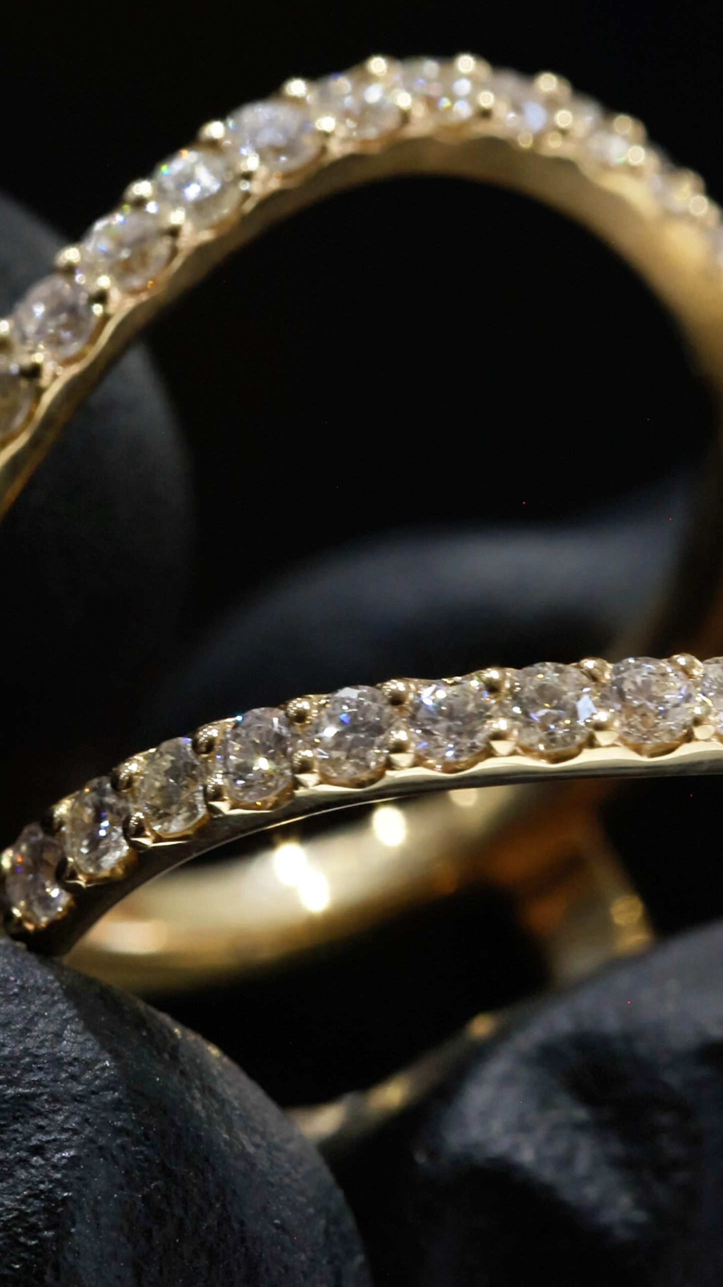 Natural Diamond Open Bypass Double Row Pavé Ring in Yellow Gold | .9CT GH.SI