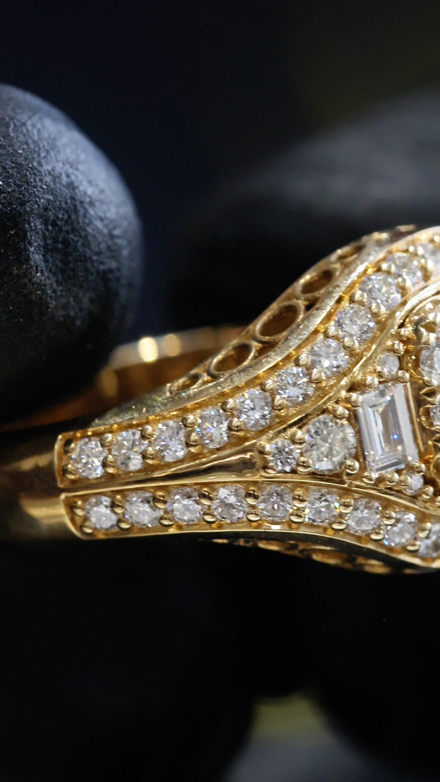 Princess & Baguette Multi-Diamond Halo Ring in 14K Yellow Gold | 1.46 CTW