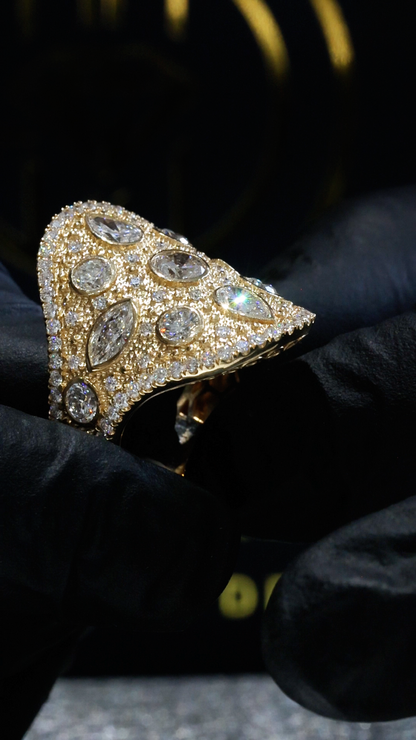 Natural Diamond Multi-Shape Cluster Ring in Yellow Gold | Bold Statement Luxury Design