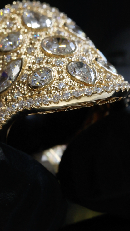 Natural Diamond Multi-Shape Cluster Ring in Yellow Gold | Bold Statement Luxury Design